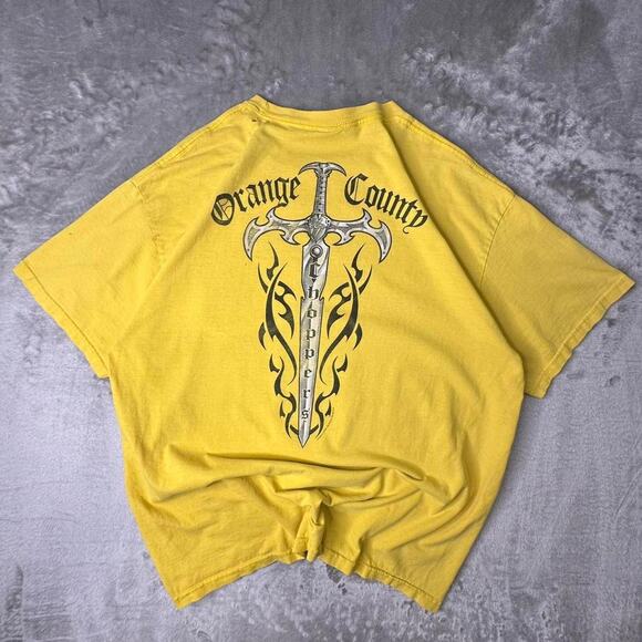 Vintage Distressed 2004 Orange County Choppers Yellow Sword Graphic Tshirt XL - Picture 2 of 8